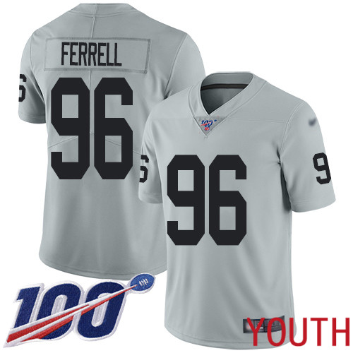 Oakland Raiders Limited Silver Youth Clelin Ferrell Jersey NFL Football #96 100th Season Inverted Legend Jersey->youth nfl jersey->Youth Jersey